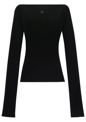 Courrèges scoop-back ribbed-knit top - Black