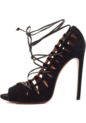 Alaïa Pre-Owned 130mm lace-up suede pumps - Black