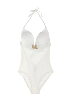 Max Mara Celine monogram-belt swimsuit - White