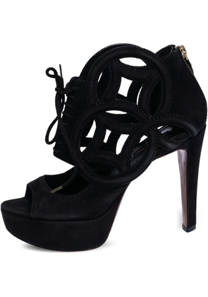 Louis Vuitton Pre-Owned 120mm monogram-cut out sandals - Black