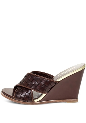 Loriblu 100mm interwoven wedge sandals - Brown