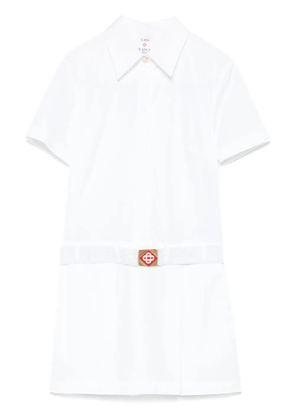 Casablanca pleated cotton mini dress - White