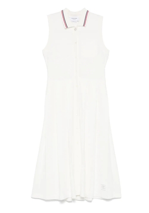 Thom Browne RWB-stripe pleated midi dress - White