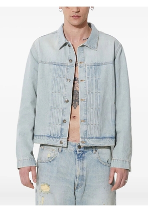 424 pleated-detail denim jacket - Blue