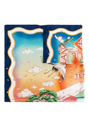 Casablanca floral-print silk scarf - Blue
