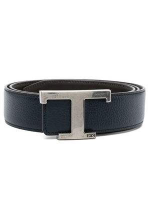 Tod's logo-plaque calf-leather belt - Blue