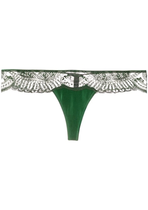 I.D. Sarrieri embroidered tulle thong - Green