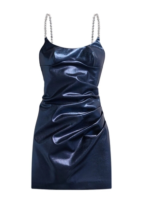 AREA crystal-strap metallic mini dress - Blue