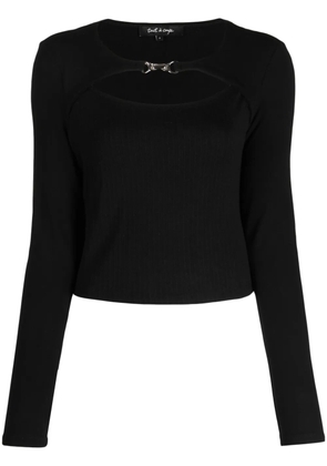 tout a coup buckle-detail cut-out cropped top - Black