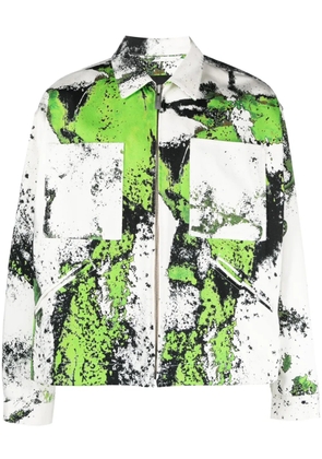 44 LABEL GROUP corrosive-print denim jacket - White
