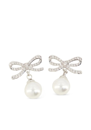 Self-Portrait bow-detail earrings - Silver