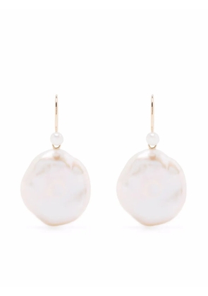 Mizuki 14kt yellow gold petal pearl drop earrings