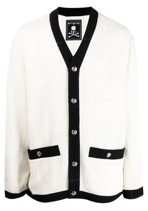 Mastermind World embroidered-logo cardigan - White