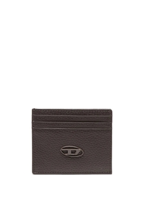 Diesel logo-plaque leather card holder - Brown