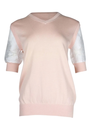Chloé Vintage V-neck floral-sleeve top - Pink