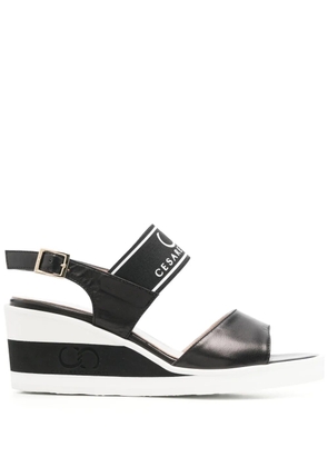 Casadei logo-print wedge sandals - Black