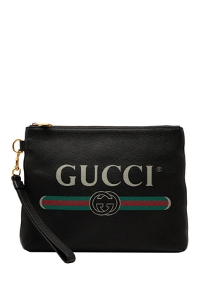 Gucci Pre-Owned 2000-2015 Leather Logo clutch bag - Black