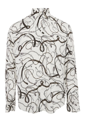 Louis Vuitton Pre-Owned chain and belt-print shirt - White