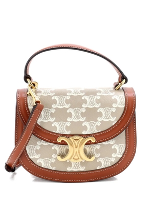 Celine Pre-Owned Triomphe Besace Clea Top Handle Flap Bag Triomphe Coated Canvas Mini satchel - Neutrals