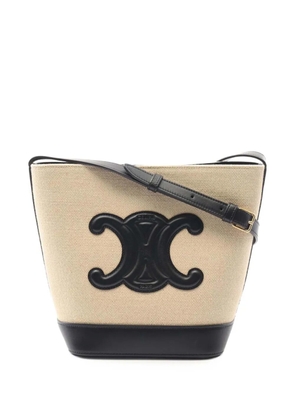 Celine Pre-Owned 2021-2025 Small Canvas Cuir Triomphe bucket bag - Brown