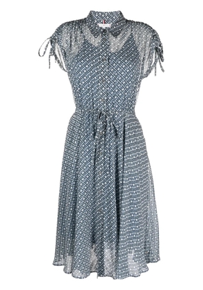 Tommy Hilfiger AMD logo-print chiffon midi dress - Blue
