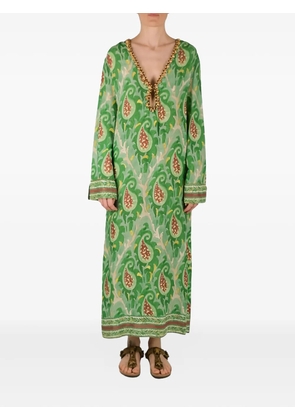 MALIPARMI paisley-print drawstring maxi dress - Green