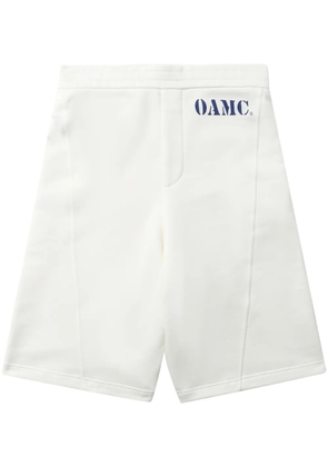 OAMC logo-print cotton track shorts - White