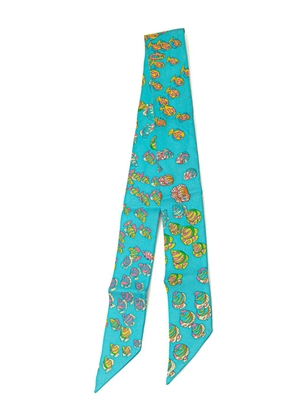 Hermès Pre-Owned 20th Century Fish Motif Silk Twilly Scarf scarves - Blue