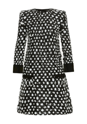 Oscar de la Renta sequinned floret embroidered dress - Black
