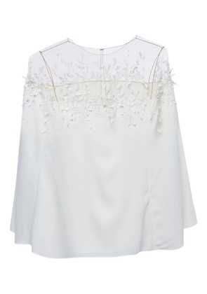 Oscar de la Renta Pre-Owned floral-embellished top - White