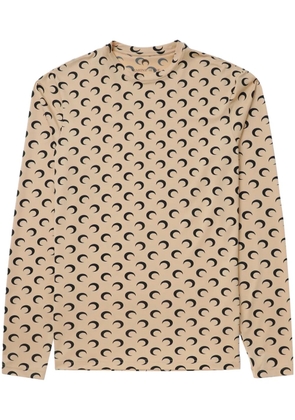 Marine Serre Regenerated moon-print long-sleeve T-shirt - Neutrals