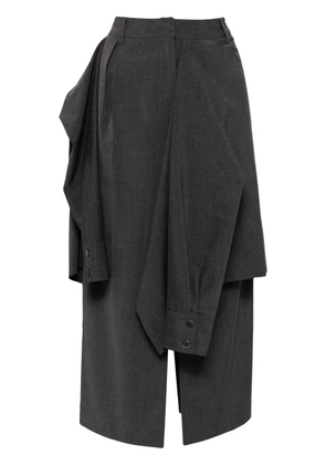 Goen.J layered shirt-detail midi skirt - Grey