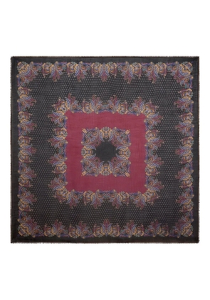 ETRO floral paisley cashmere shawl - Black