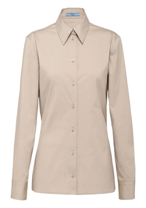 Prada triangle-logo poplin shirt - Neutrals