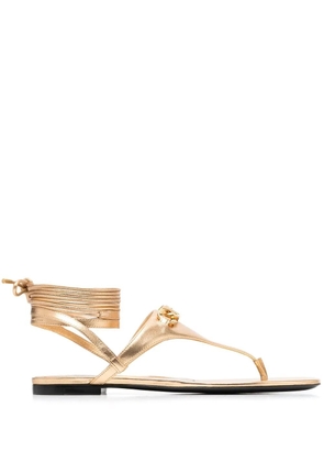 Valentino Garavani VLogo leather sandals - Gold