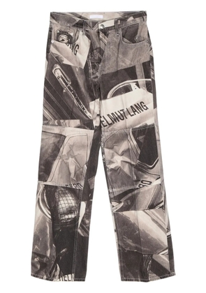 Helmut Lang car-print mid-rise straight-leg jeans - White