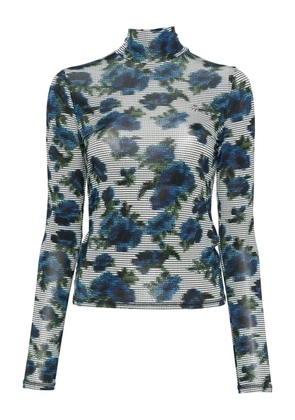 Coperni floral-print high-neck top - Blue
