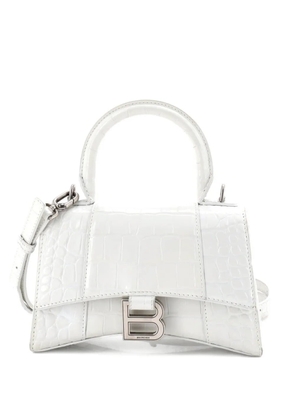 Balenciaga Pre-Owned Hourglass Top Handle Bag Crocodile Embossed Leather XS satchel - White