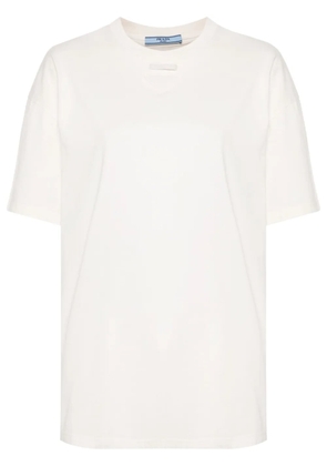 Prada embroidered triangle-logo T-shirt - Neutrals