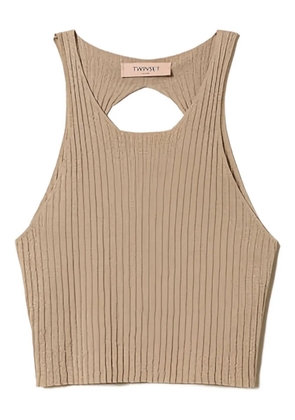 TWINSET scoop-neck ribbed top - Neutrals
