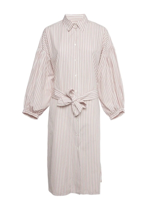 Weekend Max Mara striped puff-sleeve midi shirt dress - White