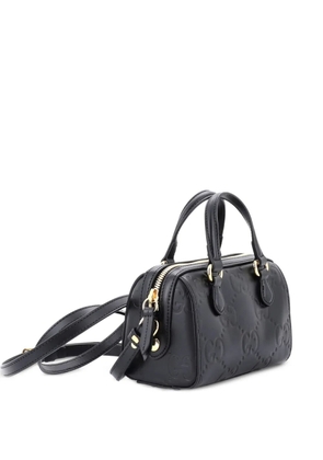 Gucci Pre-Owned Convertible Top Handle Bag Jumbo GG Embossed Leather Mini satchel - Black