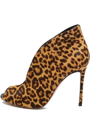 Gianvito Rossi peep-toe animal-print boots - Brown