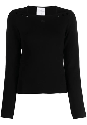 Courrèges logo-embroidered square-neck sweatshirt - Black
