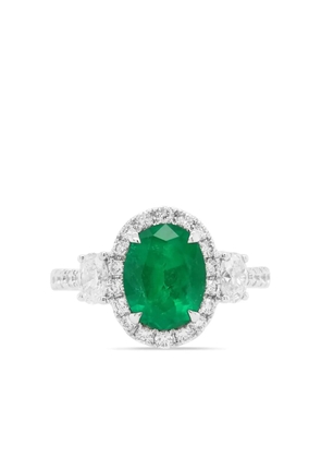 HYT Jewelry platinum diamond and emerald ring - Silver