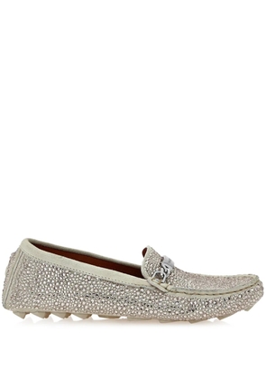 Philipp Plein rhinestone-embellished loafers - Neutrals