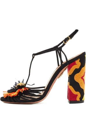 Aquazzura T-strap tassel sandals - Black