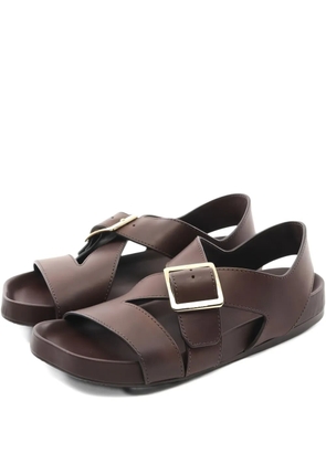 Loewe Pre-Owned Ease buckle-embellished leather sandals - Brown