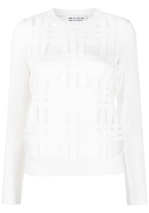 Comme Des Garçons Comme Des Garçons plaid appliqué knit top - White