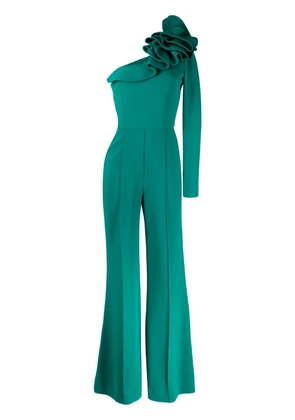 Elie Saab one-shoulder ruffled jumpsuit - Green